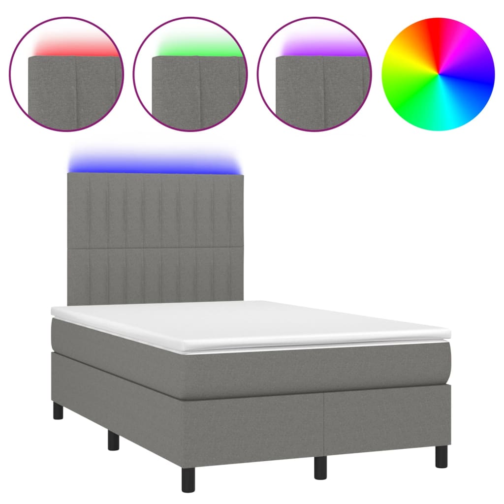 Boxspring met matras en LED stof donkergrijs 120x200 cm is nu te koop bij PeponiXL, paradijselijk wonen!