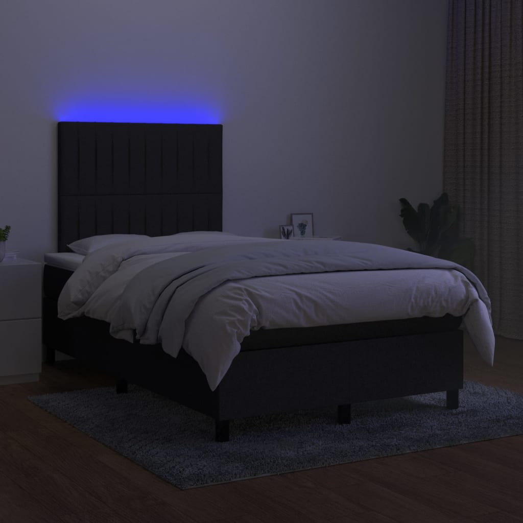 Boxspring met matras en LED stof zwart 120x200 cm is nu te koop bij PeponiXL, paradijselijk wonen!