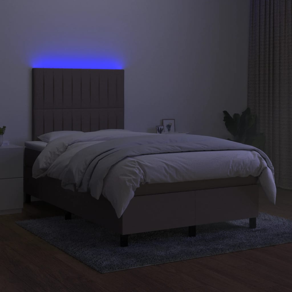 Boxspring met matras en LED stof taupe 120x200 cm is nu te koop bij PeponiXL, paradijselijk wonen!