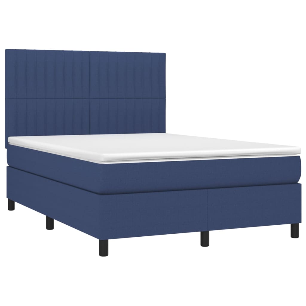 Boxspring met matras en LED stof blauw 140x190 cm is nu te koop bij PeponiXL, paradijselijk wonen!