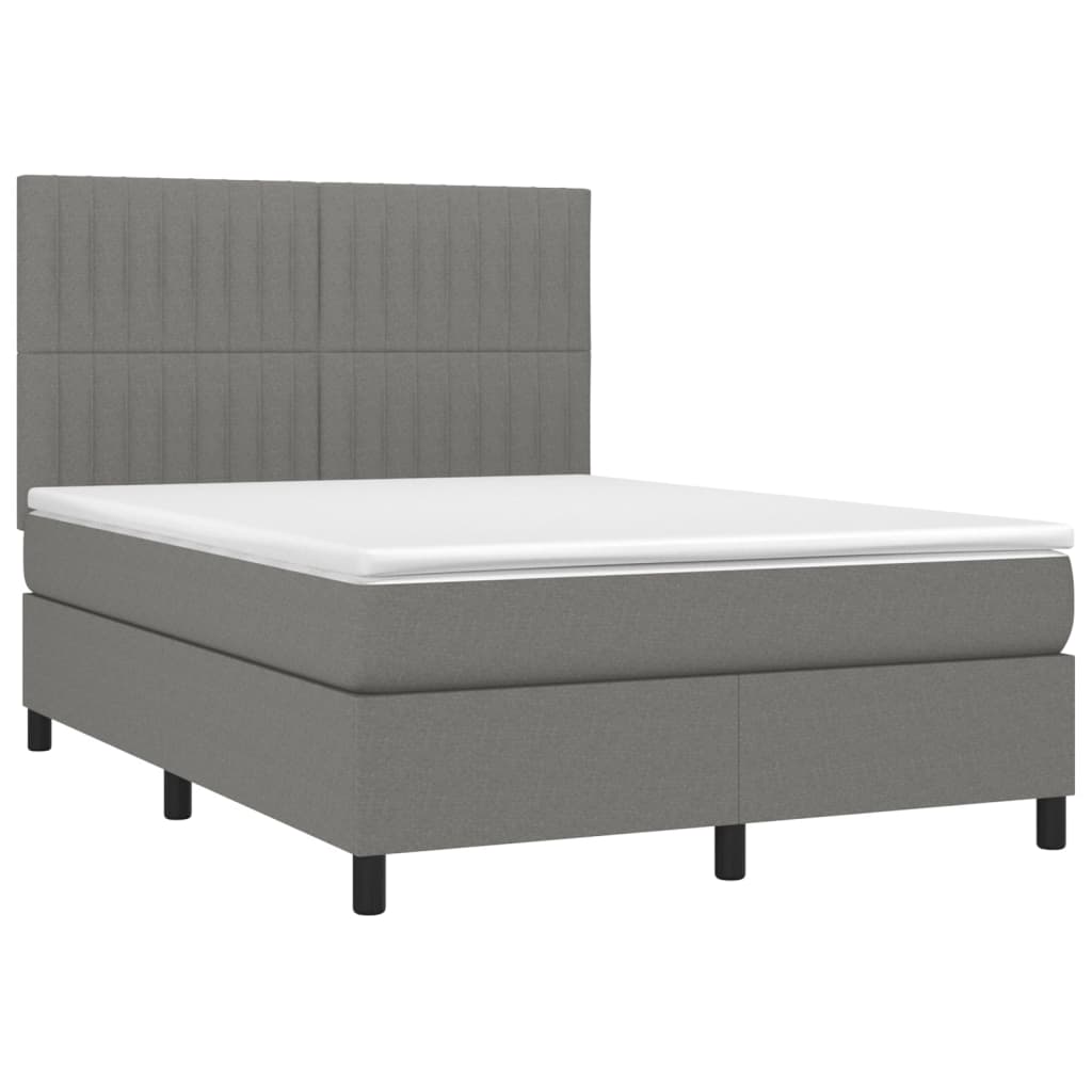 Boxspring met matras en LED stof donkergrijs 140x200 cm is nu te koop bij PeponiXL, paradijselijk wonen!