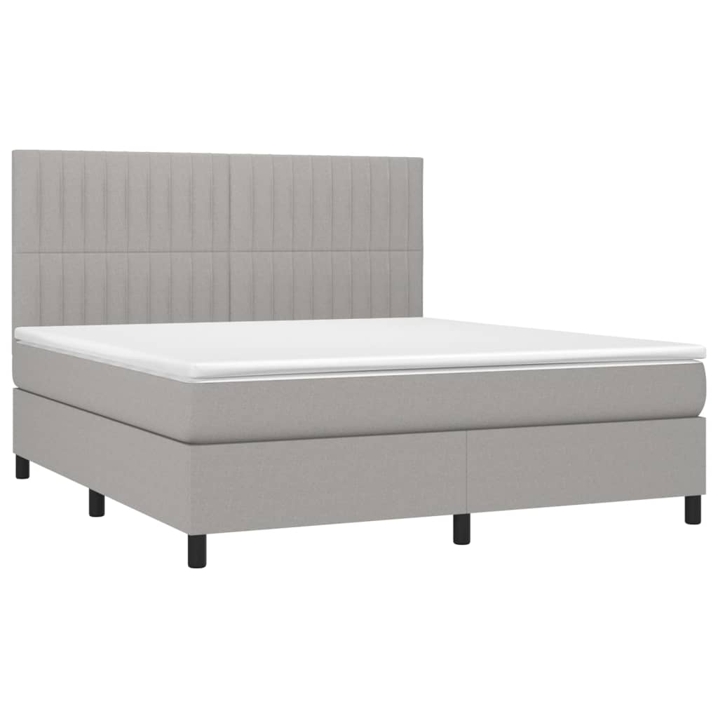 Boxspring met matras en LED stof lichtgrijs 160x200 cm is nu te koop bij PeponiXL, paradijselijk wonen!
