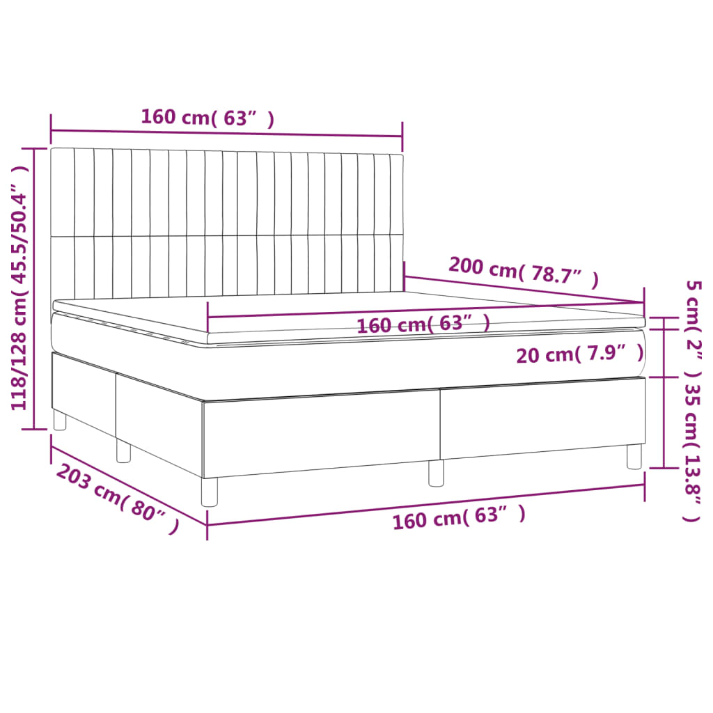 Boxspring met matras en LED stof zwart 160x200 cm is nu te koop bij PeponiXL, paradijselijk wonen!