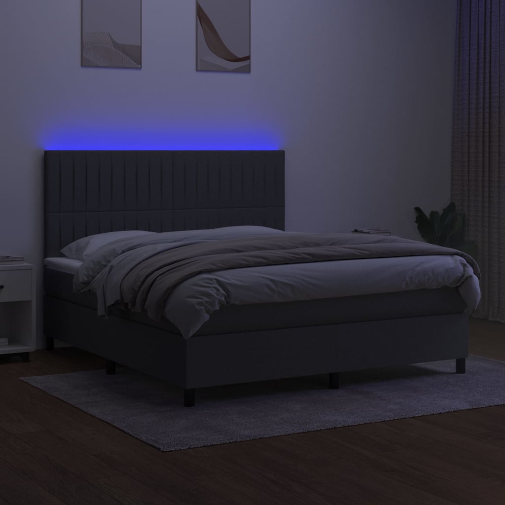 Boxspring met matras en LED stof donkergrijs 180x200 cm is nu te koop bij PeponiXL, paradijselijk wonen!