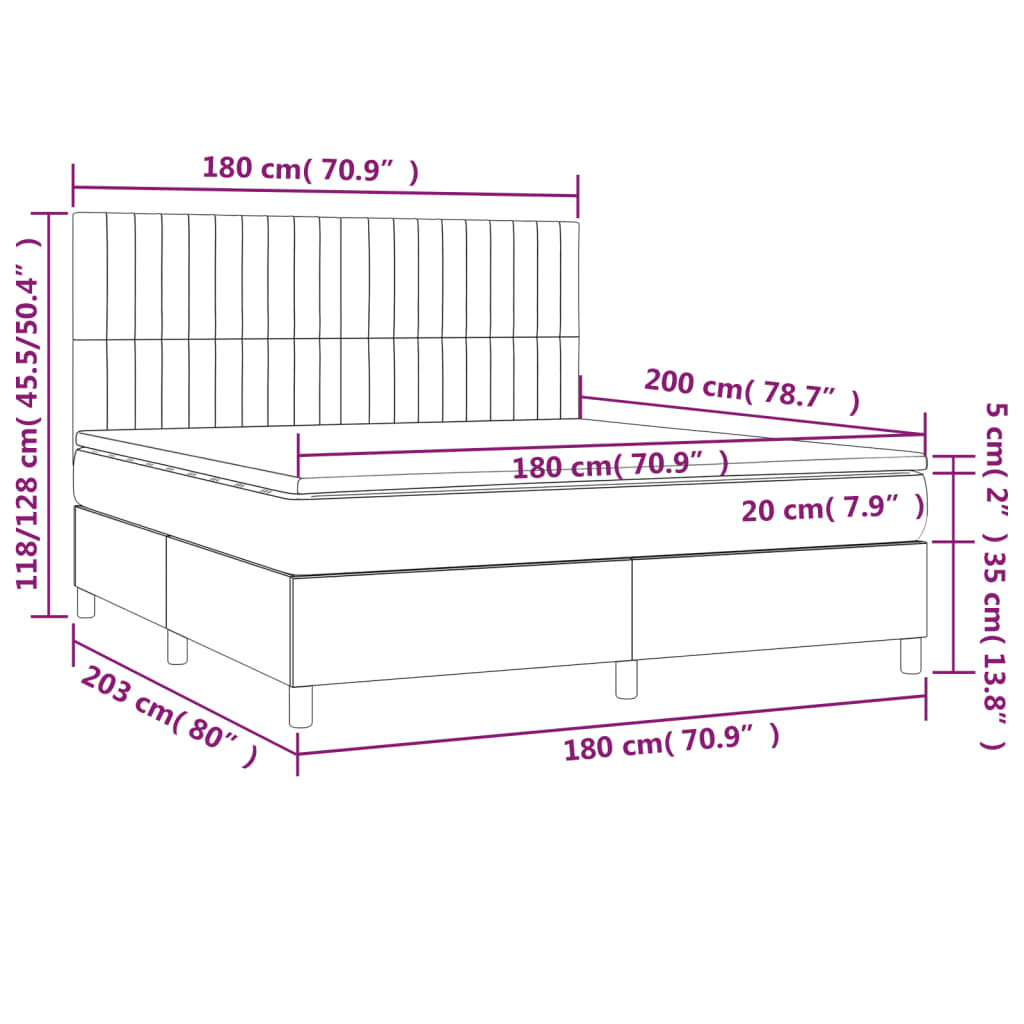 Boxspring met matras en LED stof blauw 180x200 cm is nu te koop bij PeponiXL, paradijselijk wonen!