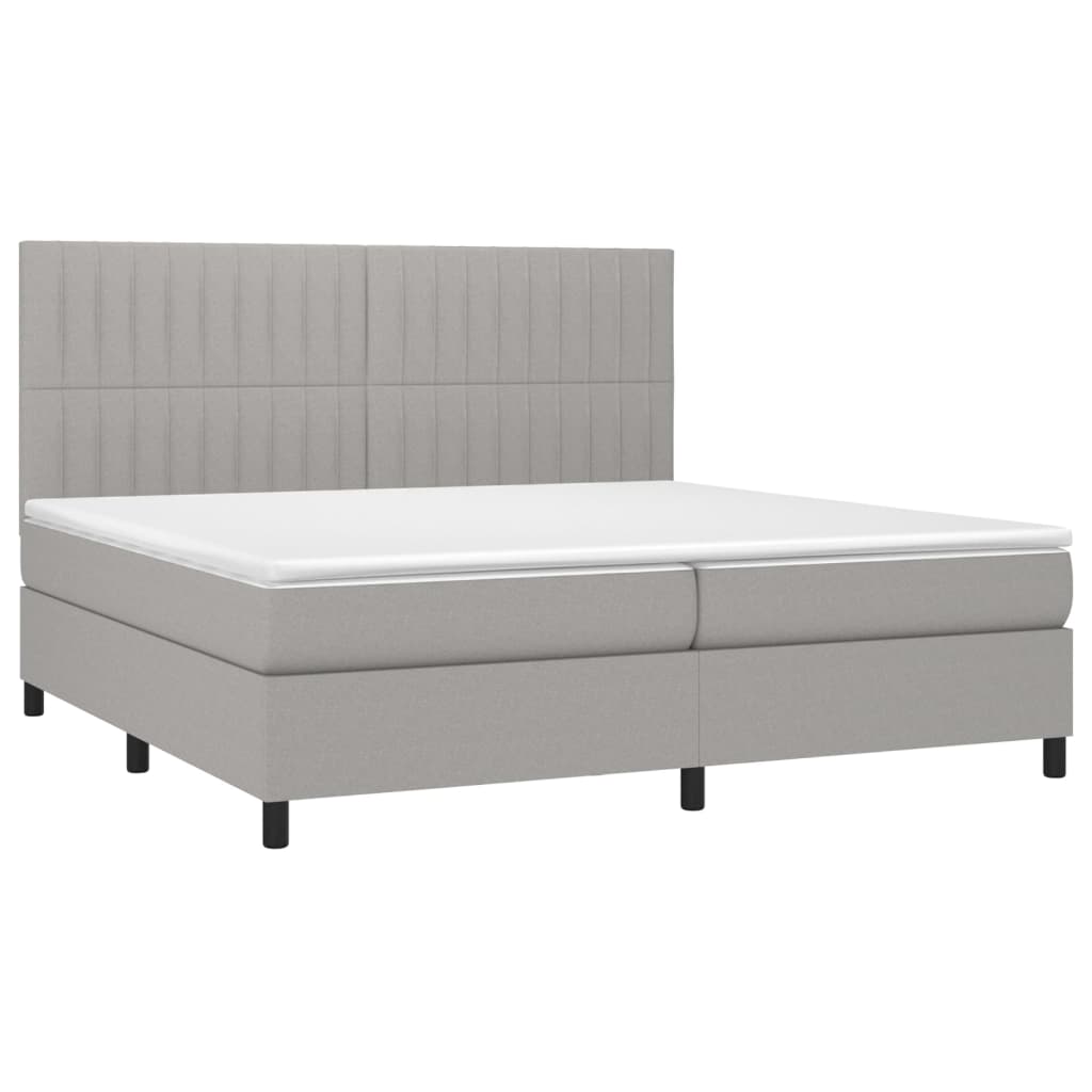 Boxspring met matras en LED stof lichtgrijs 200x200 cm is nu te koop bij PeponiXL, paradijselijk wonen!
