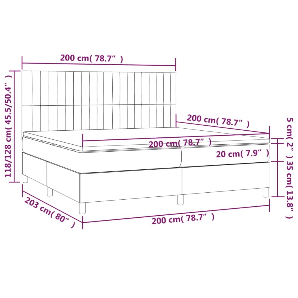 Boxspring met matras en LED stof lichtgrijs 200x200 cm is nu te koop bij PeponiXL, paradijselijk wonen!