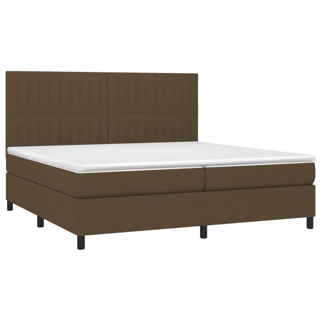 Boxspring met matras en LED stof donkerbruin 200x200 cm is nu te koop bij PeponiXL, paradijselijk wonen!