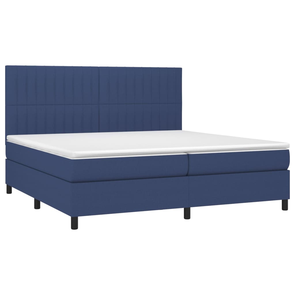 Boxspring met matras en LED stof blauw 200x200 cm is nu te koop bij PeponiXL, paradijselijk wonen!