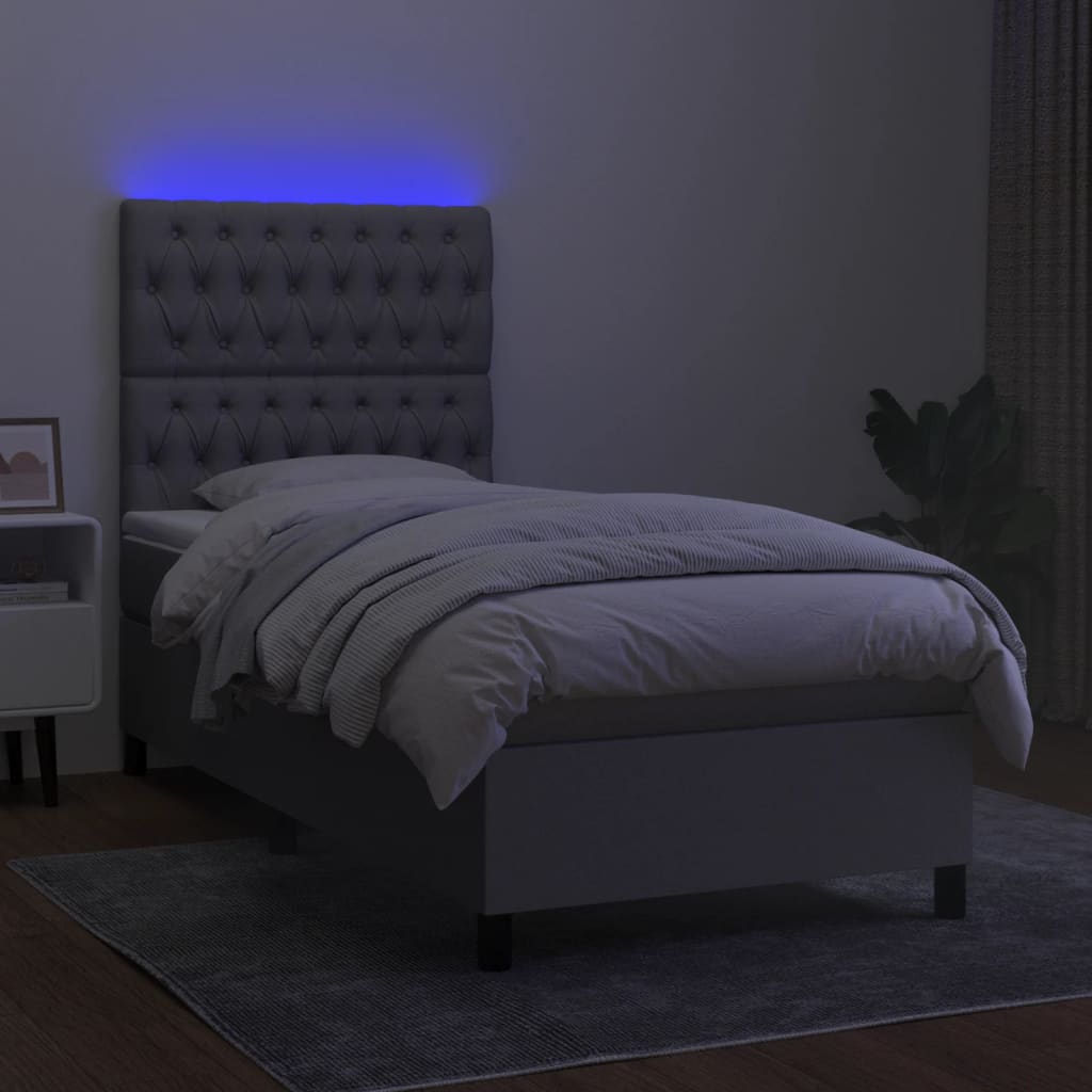 Boxspring met matras en LED stof lichtgrijs 80x200 cm is nu te koop bij PeponiXL, paradijselijk wonen!