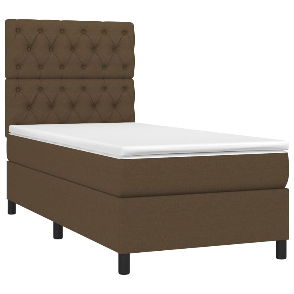 Boxspring met matras en LED stof donkerbruin 80x200 cm is nu te koop bij PeponiXL, paradijselijk wonen!
