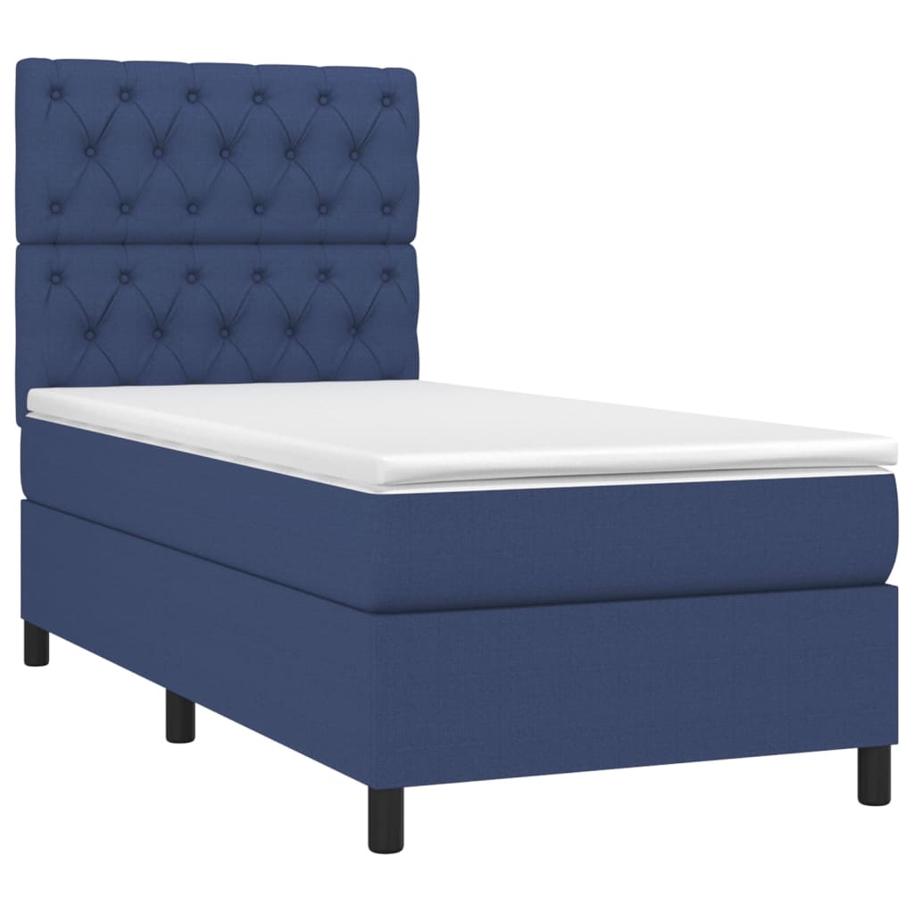 Boxspring met matras en LED stof blauw 80x200 cm is nu te koop bij PeponiXL, paradijselijk wonen!