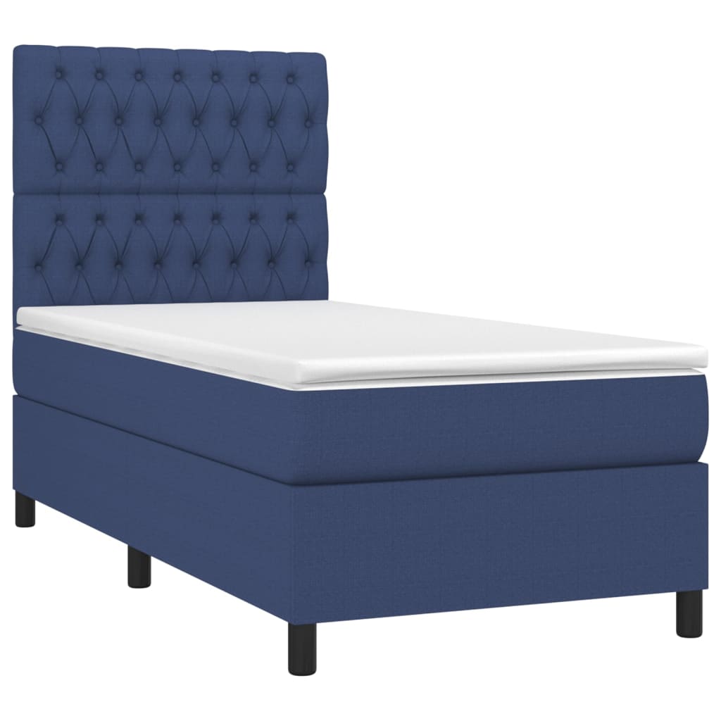 Boxspring met matras en LED stof blauw 90x200 cm is nu te koop bij PeponiXL, paradijselijk wonen!