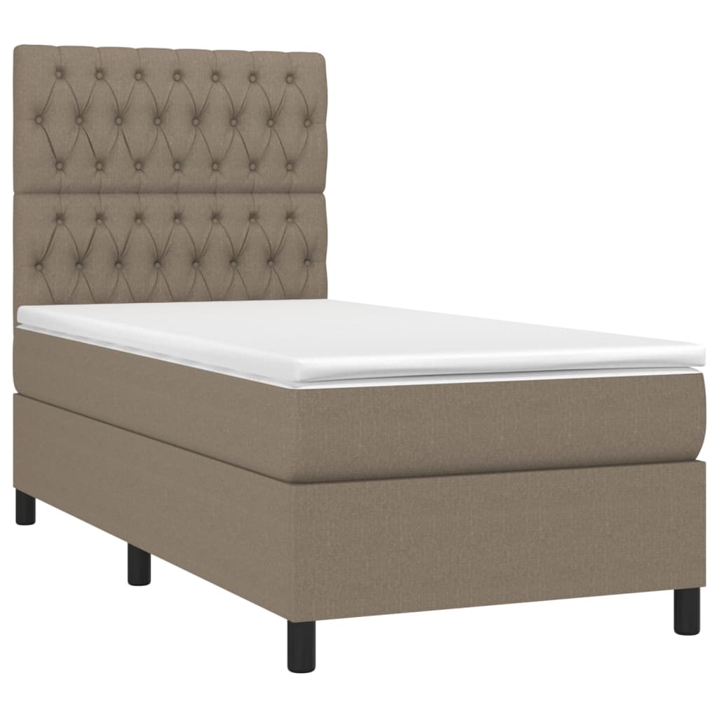Boxspring met matras en LED stof taupe 100x200 cm is nu te koop bij PeponiXL, paradijselijk wonen!