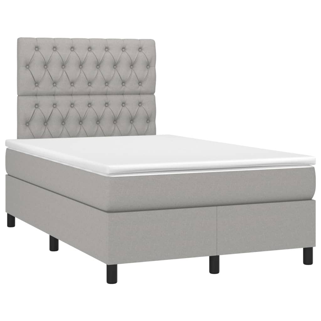 Boxspring met matras en LED stof lichtgrijs 120x200 cm is nu te koop bij PeponiXL, paradijselijk wonen!