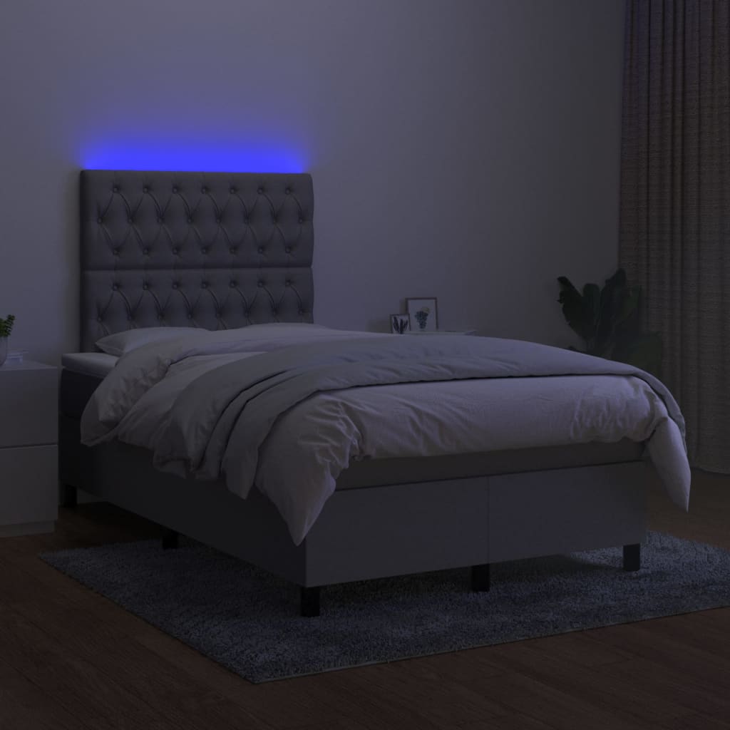 Boxspring met matras en LED stof lichtgrijs 120x200 cm is nu te koop bij PeponiXL, paradijselijk wonen!