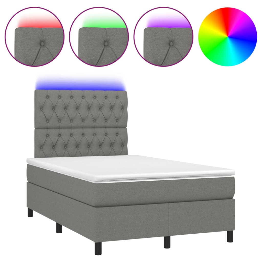 Boxspring met matras en LED stof donkergrijs 120x200 cm is nu te koop bij PeponiXL, paradijselijk wonen!