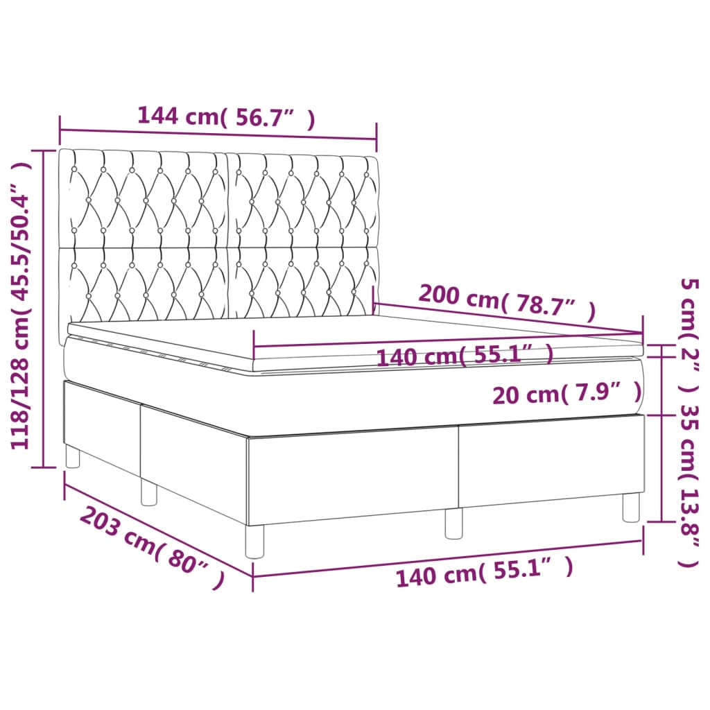 Boxspring met matras en LED stof lichtgrijs 140x200 cm is nu te koop bij PeponiXL, paradijselijk wonen!