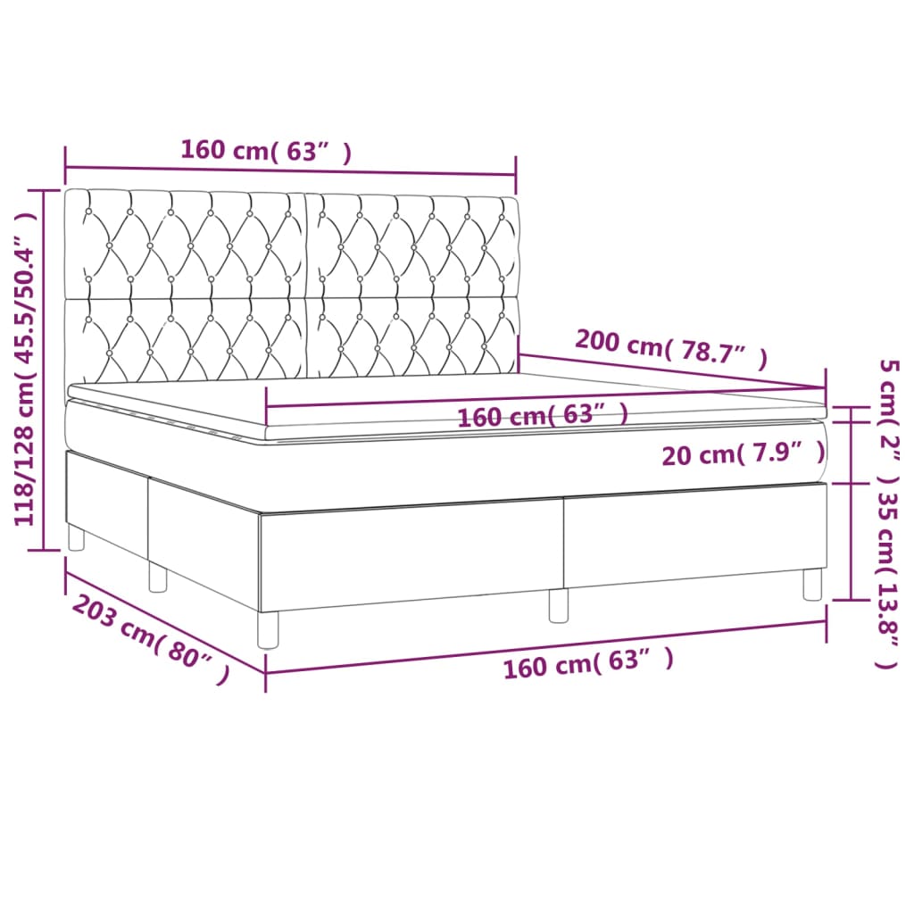 Boxspring met matras en LED stof zwart 160x200 cm is nu te koop bij PeponiXL, paradijselijk wonen!