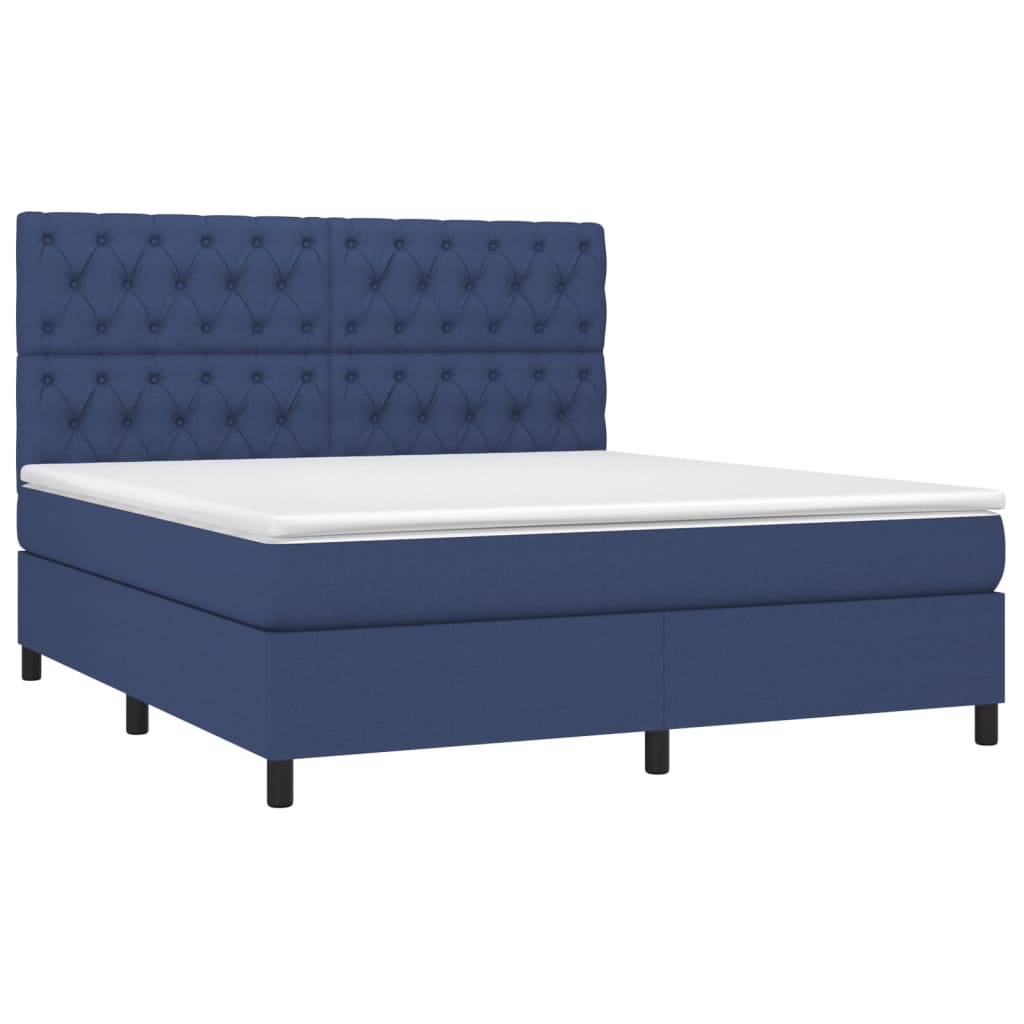 Boxspring met matras en LED stof blauw 160x200 cm is nu te koop bij PeponiXL, paradijselijk wonen!