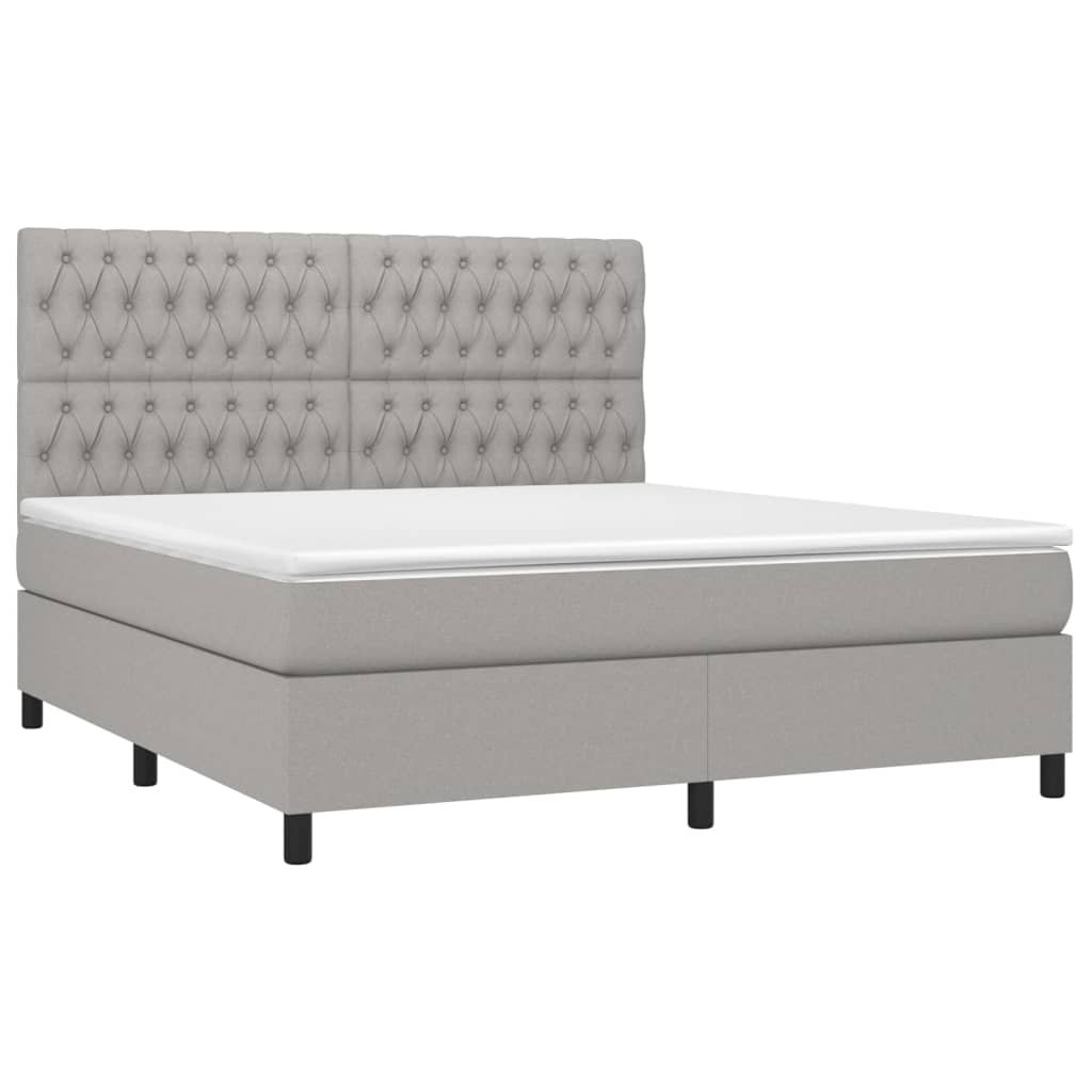 Boxspring met matras en LED stof lichtgrijs 180x200 cm is nu te koop bij PeponiXL, paradijselijk wonen!