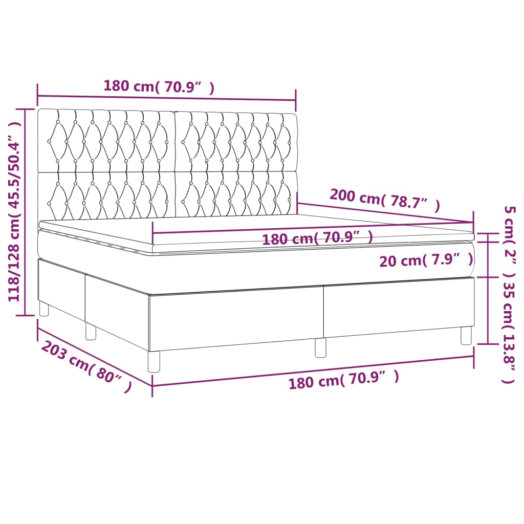 Boxspring met matras en LED stof zwart 180x200 cm is nu te koop bij PeponiXL, paradijselijk wonen!
