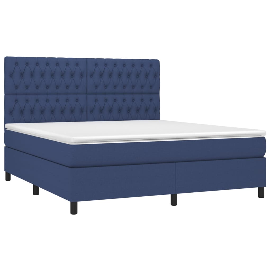 Boxspring met matras en LED stof blauw 180x200 cm is nu te koop bij PeponiXL, paradijselijk wonen!