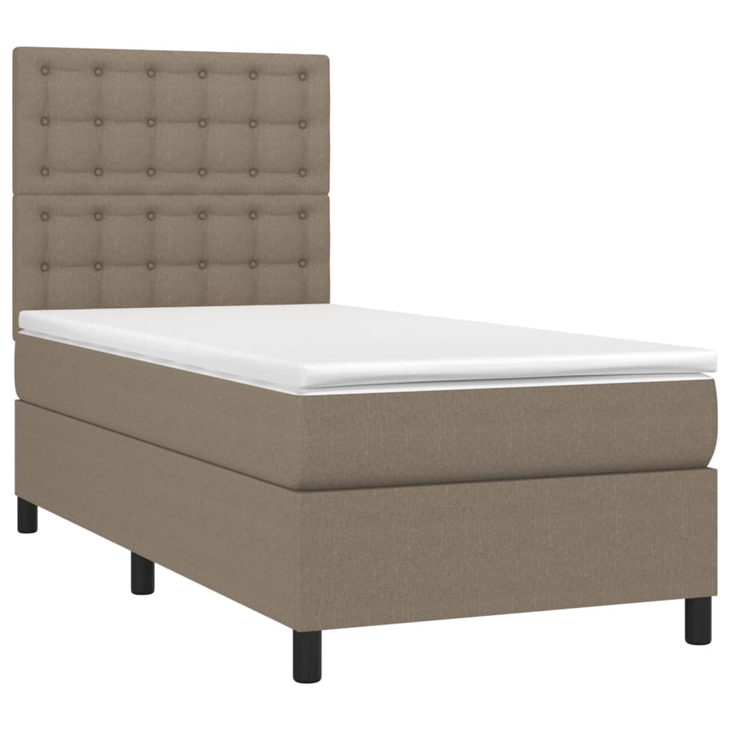 Boxspring met matras en LED stof taupe 80x200 cm is nu te koop bij PeponiXL, paradijselijk wonen!