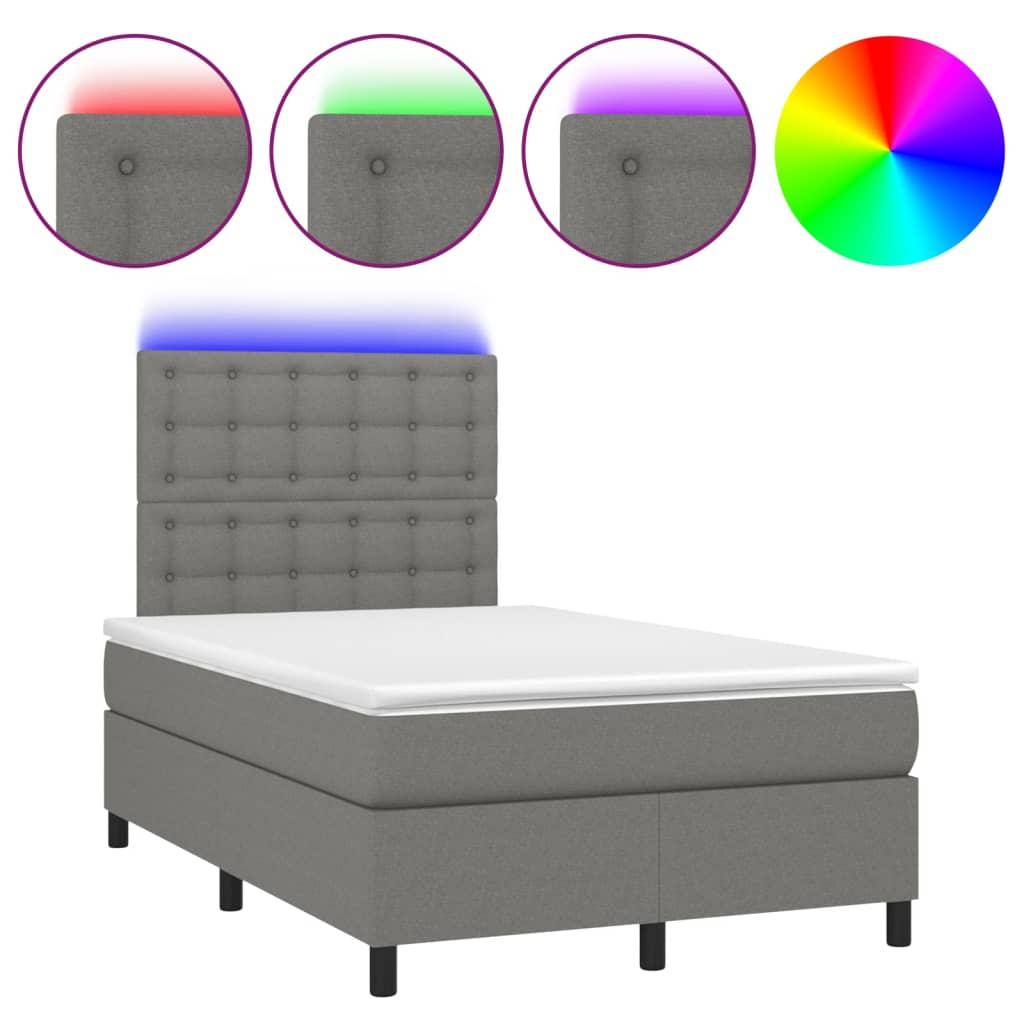 Boxspring met matras en LED stof donkergrijs 120x200 cm is nu te koop bij PeponiXL, paradijselijk wonen!