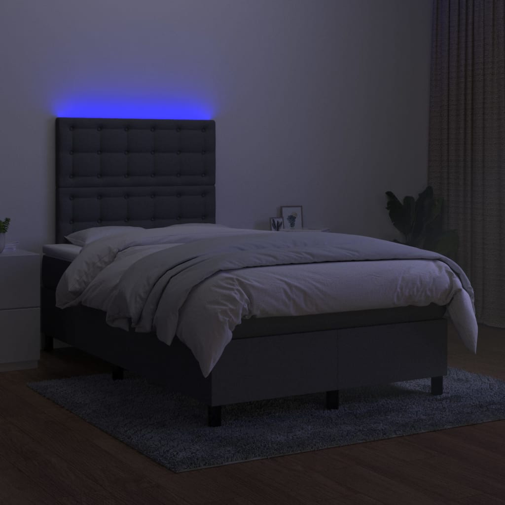Boxspring met matras en LED stof donkergrijs 120x200 cm is nu te koop bij PeponiXL, paradijselijk wonen!