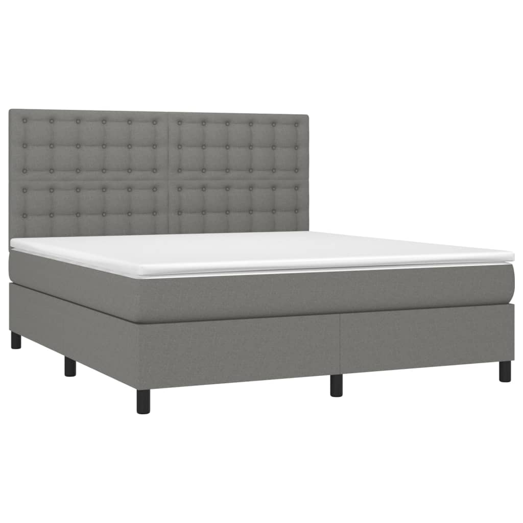 Boxspring met matras en LED stof donkergrijs 160x200 cm is nu te koop bij PeponiXL, paradijselijk wonen!