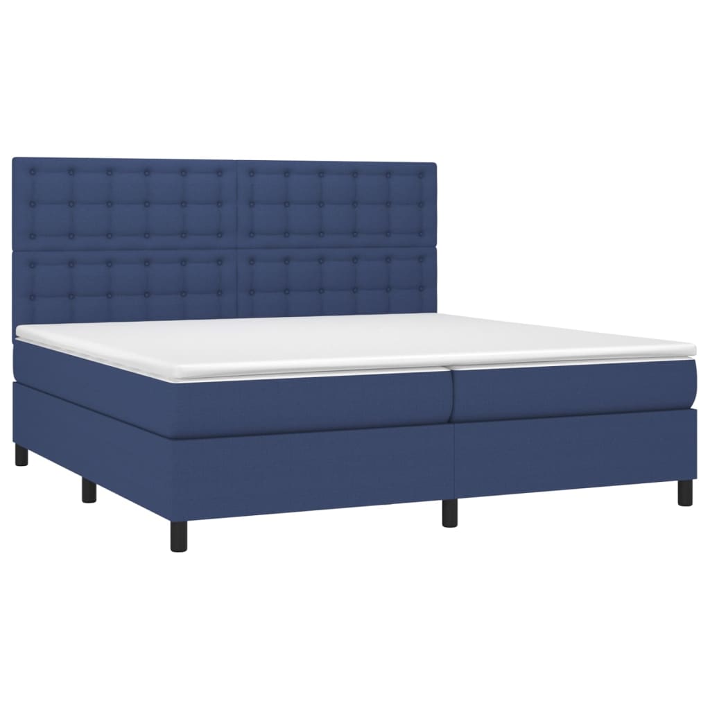 Boxspring met matras en LED stof blauw 200x200 cm is nu te koop bij PeponiXL, paradijselijk wonen!