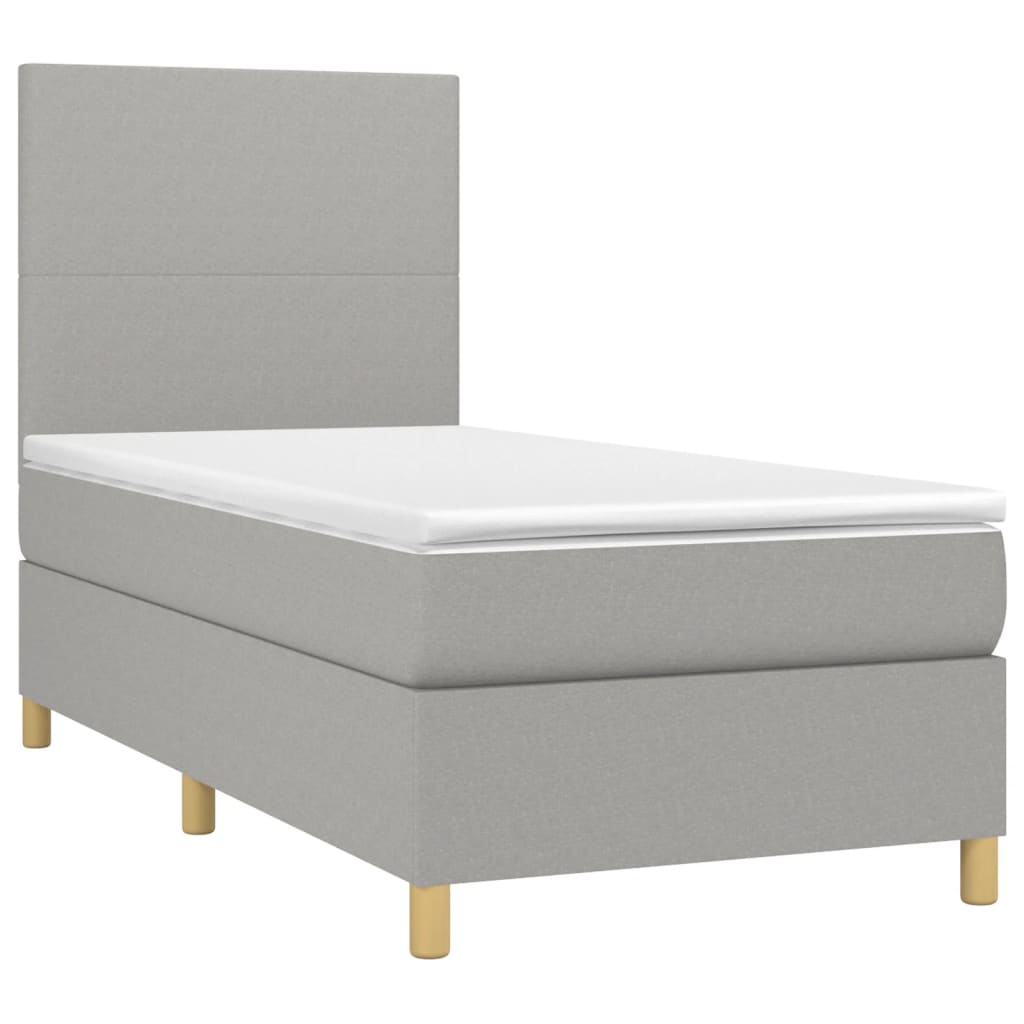 Boxspring met matras en LED stof lichtgrijs 90x200 cm is nu te koop bij PeponiXL, paradijselijk wonen!