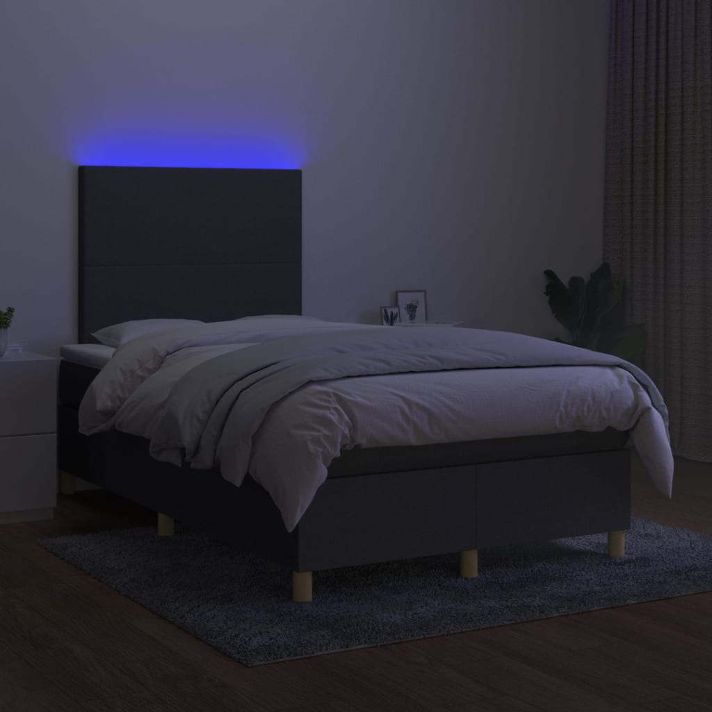 Boxspring met matras en LED stof donkergrijs 120x200 cm is nu te koop bij PeponiXL, paradijselijk wonen!