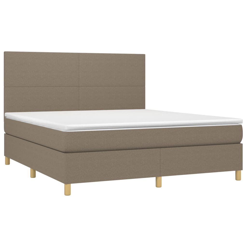 Boxspring met matras en LED stof taupe 180x200 cm is nu te koop bij PeponiXL, paradijselijk wonen!