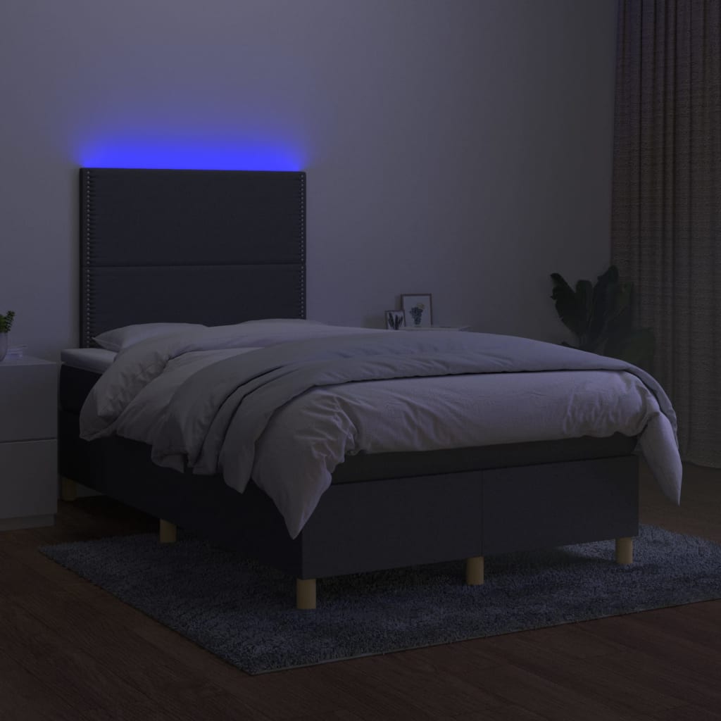 Boxspring met matras en LED stof donkergrijs 120x200 cm is nu te koop bij PeponiXL, paradijselijk wonen!