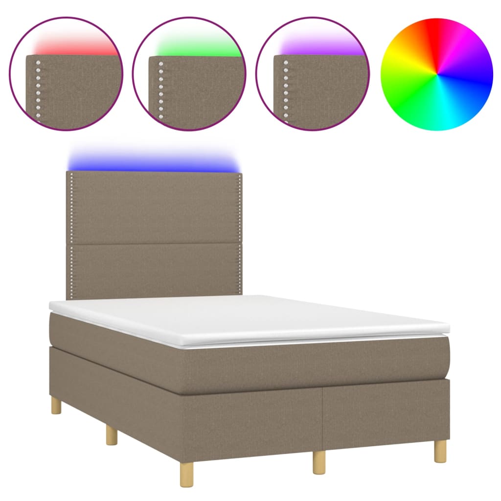 Boxspring met matras en LED stof taupe 120x200 cm is nu te koop bij PeponiXL, paradijselijk wonen!