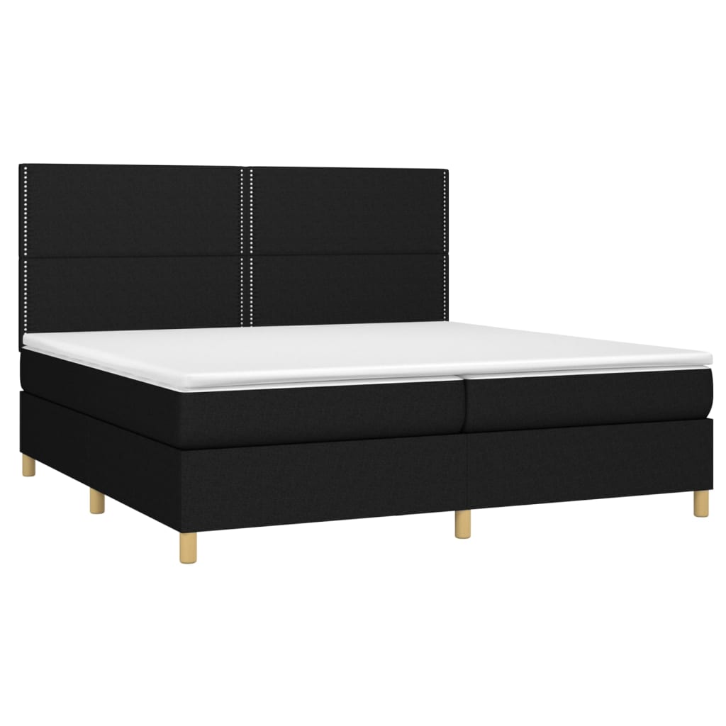 Boxspring met matras en LED stof zwart 200x200 cm is nu te koop bij PeponiXL, paradijselijk wonen!