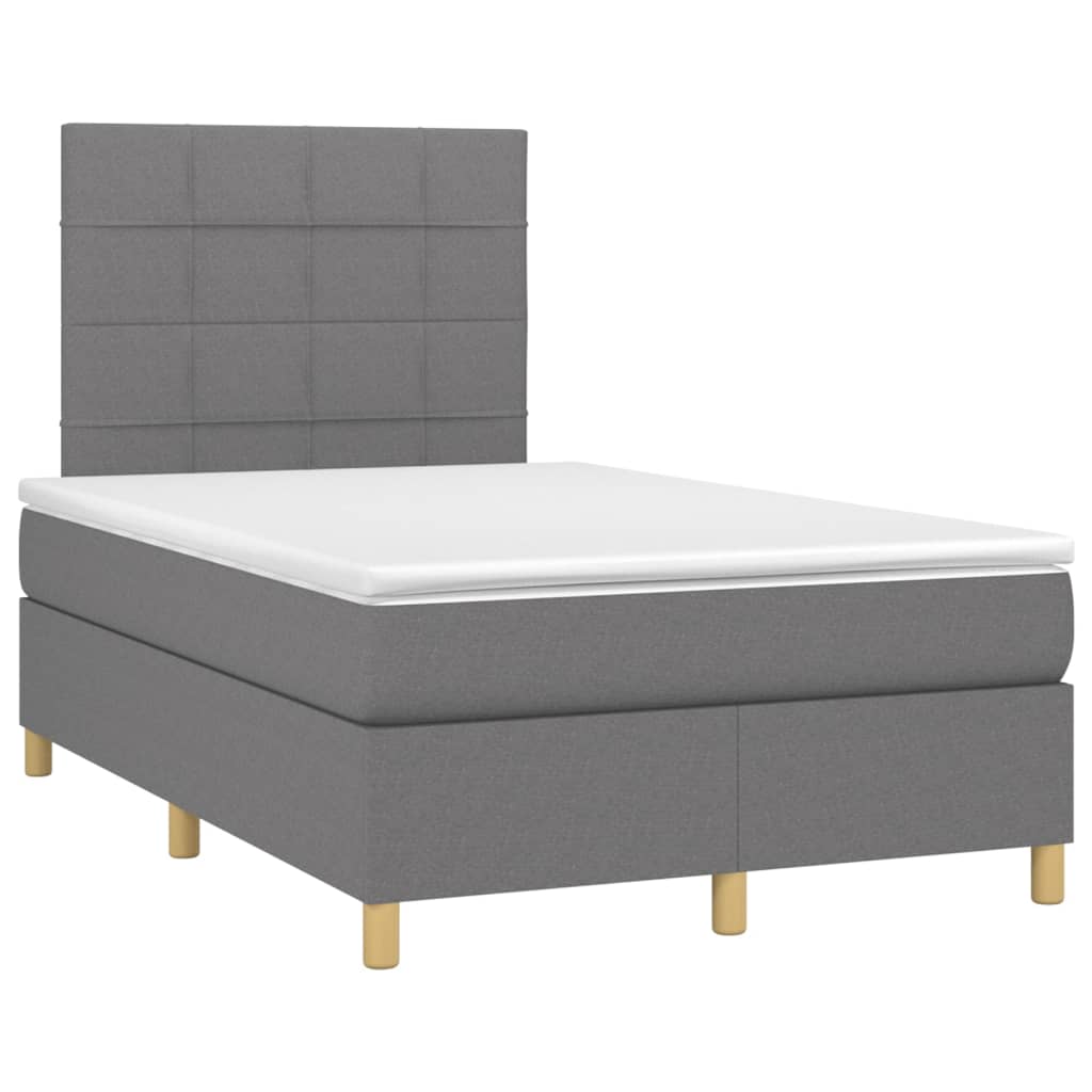 Boxspring met matras en LED stof donkergrijs 120x200 cm is nu te koop bij PeponiXL, paradijselijk wonen!
