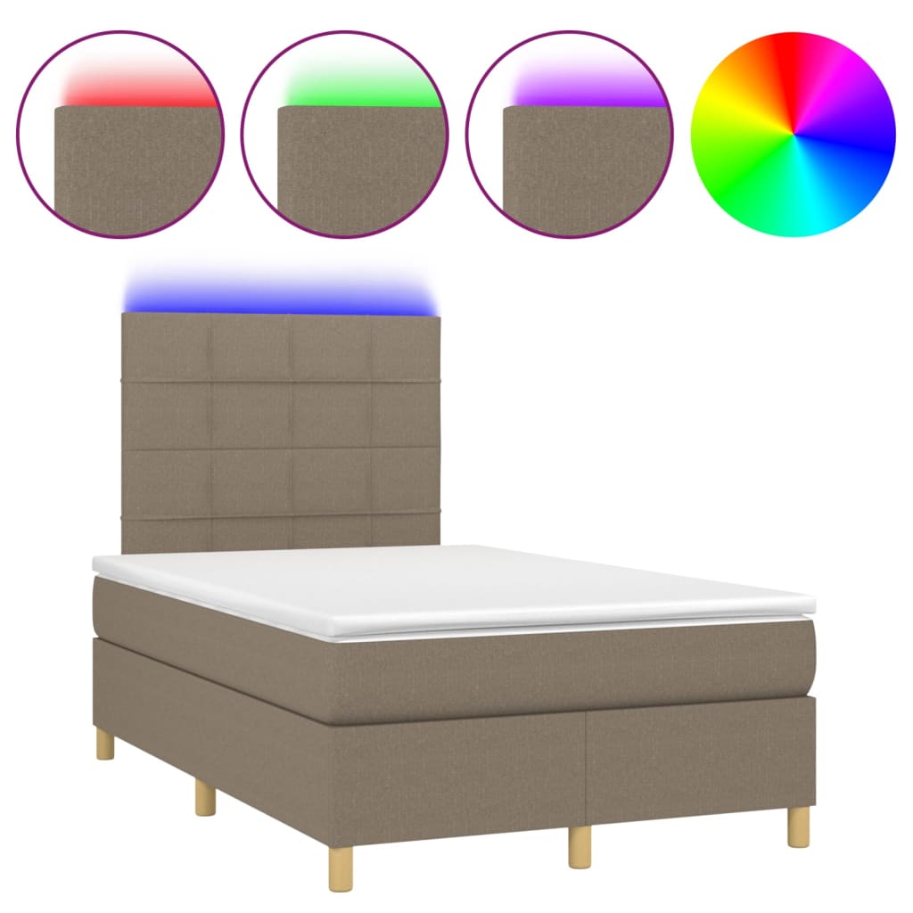 Boxspring met matras en LED stof taupe 120x200 cm is nu te koop bij PeponiXL, paradijselijk wonen!