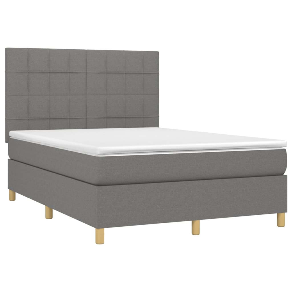 Boxspring met matras en LED stof donkergrijs 140x190 cm is nu te koop bij PeponiXL, paradijselijk wonen!