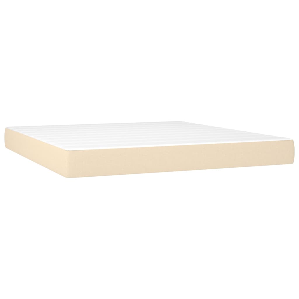 Boxspring met matras en LED stof crèmekleurig 160x200 cm is nu te koop bij PeponiXL, paradijselijk wonen!