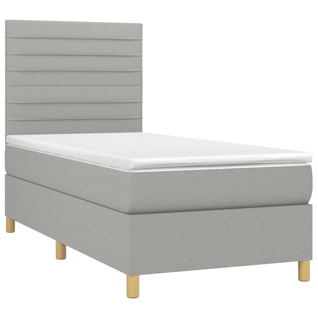 Boxspring met matras en LED stof lichtgrijs 80x200 cm is nu te koop bij PeponiXL, paradijselijk wonen!