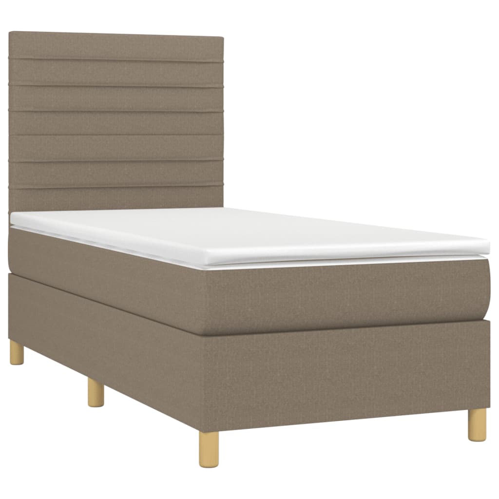 Boxspring met matras en LED stof taupe 90x190 cm is nu te koop bij PeponiXL, paradijselijk wonen!
