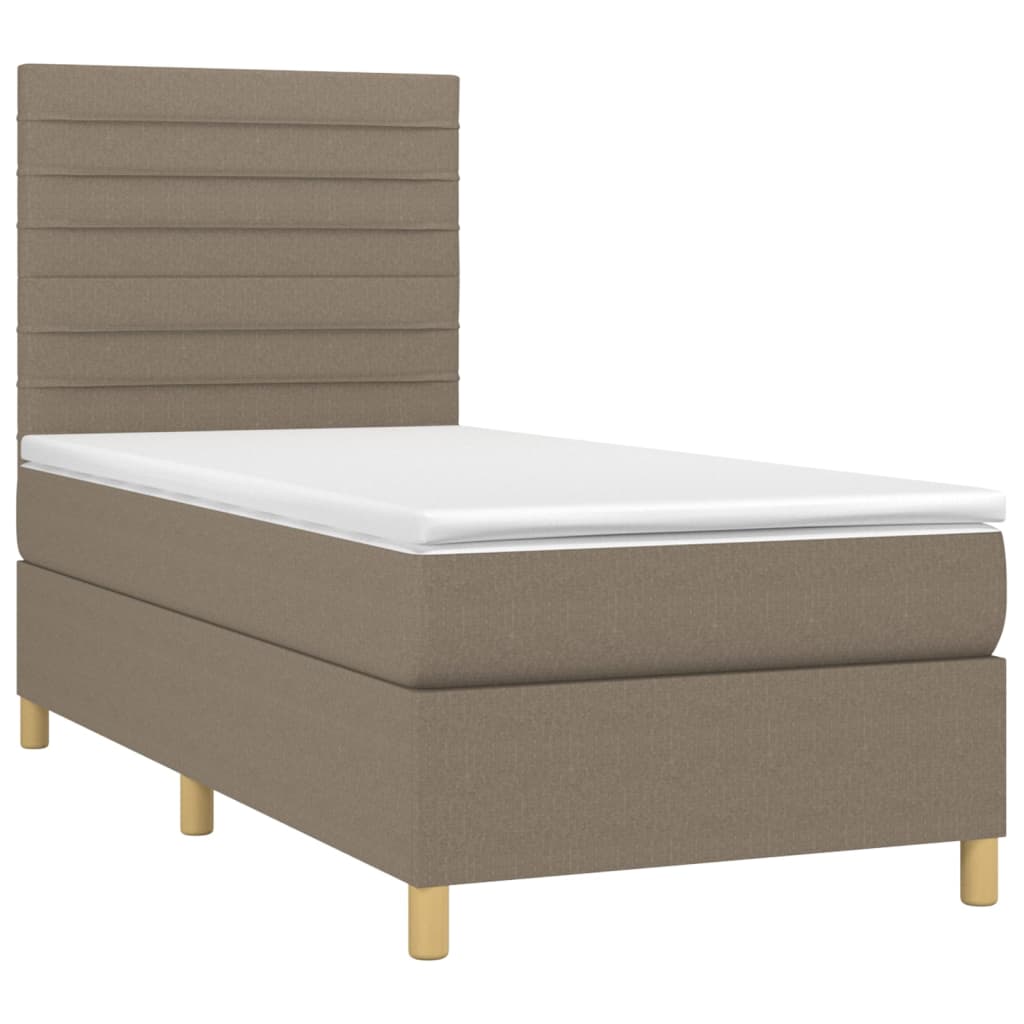 Boxspring met matras en LED stof taupe 80x200 cm is nu te koop bij PeponiXL, paradijselijk wonen!