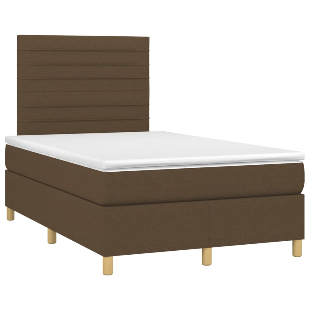 Boxspring met matras en LED stof donkerbruin 120x200 cm is nu te koop bij PeponiXL, paradijselijk wonen!