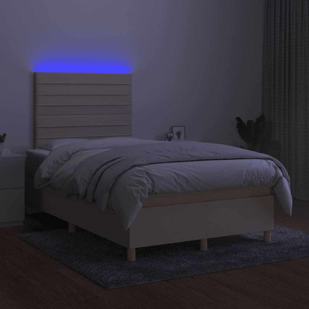 Boxspring met matras en LED stof crèmekleurig 120x200 cm is nu te koop bij PeponiXL, paradijselijk wonen!