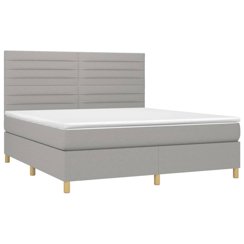 Boxspring met matras en LED stof lichtgrijs 160x200 cm is nu te koop bij PeponiXL, paradijselijk wonen!