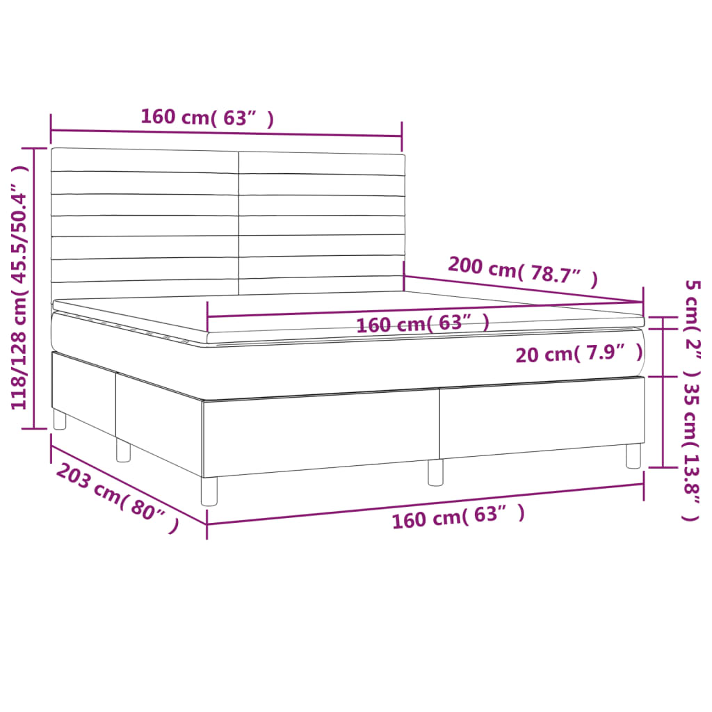 Boxspring met matras en LED stof crèmekleurig 160x200 cm is nu te koop bij PeponiXL, paradijselijk wonen!