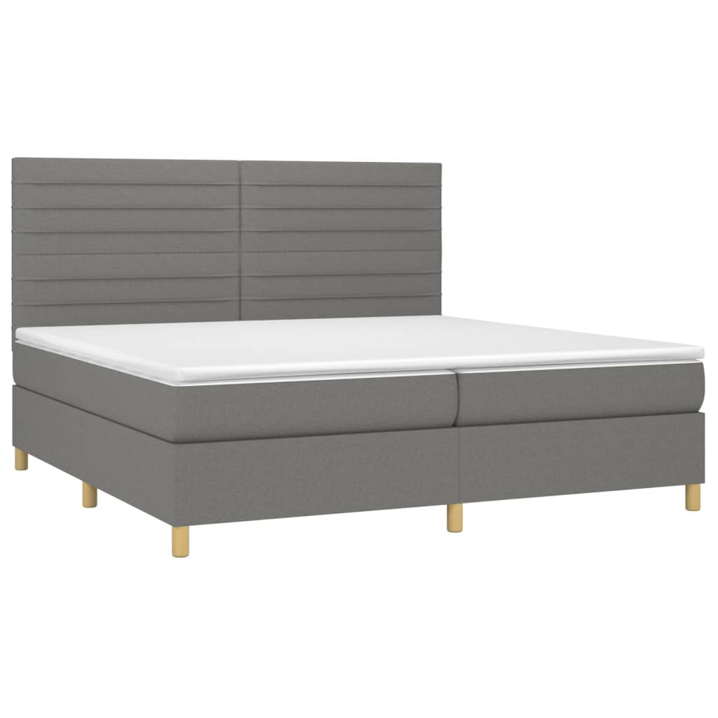 Boxspring met matras en LED stof donkergrijs 200x200 cm is nu te koop bij PeponiXL, paradijselijk wonen!